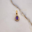 Pendant Halo Drop 1.2gr / 1.8cm / Purple White Zircons 18K Yellow Gold #