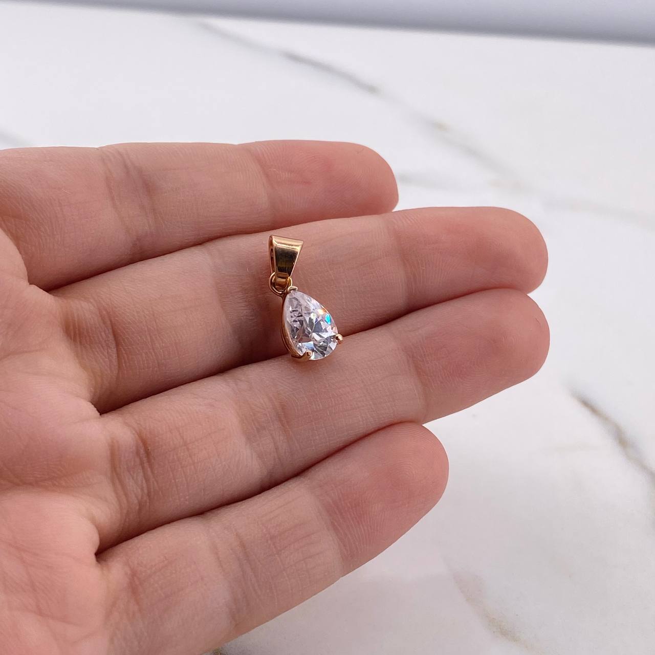 Pendant Basket Drop 1.45gr / 1.6cm / White Zircon 18K Rose Gold #