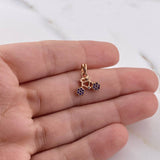 Pendant Bicycle 0.85gr / 1.3cm / Purple Zircons White Rose Gold 18K #