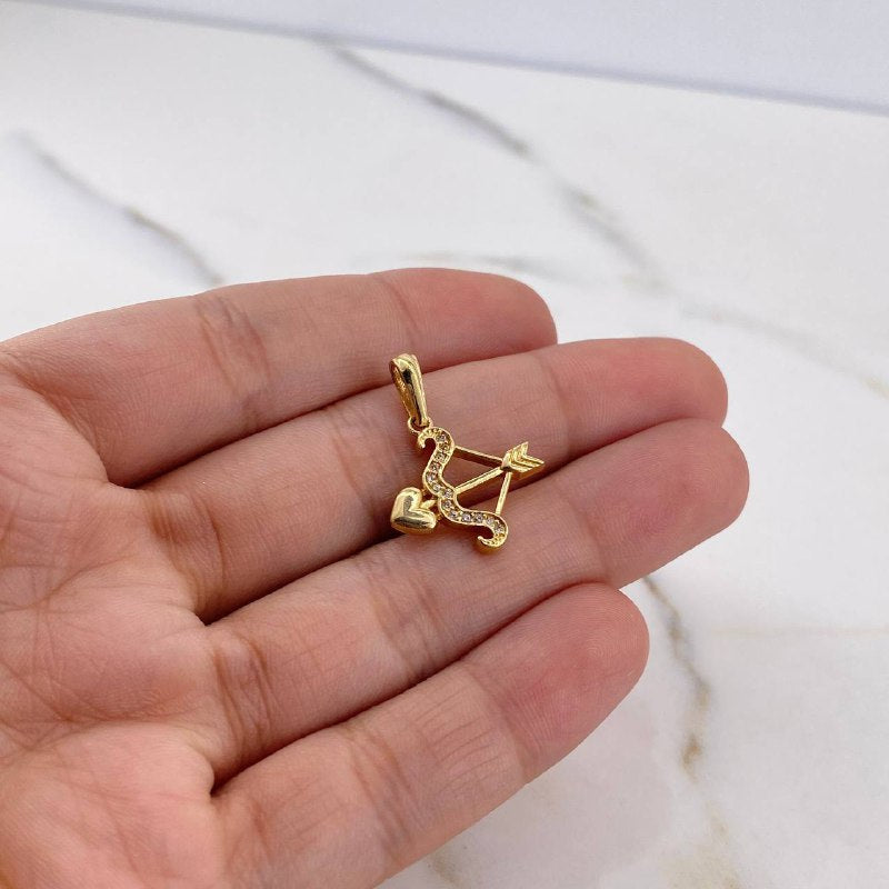 Pendant Arrow And Bow 1.5gr / 2.2cm / White Zircons 18K Yellow Gold #