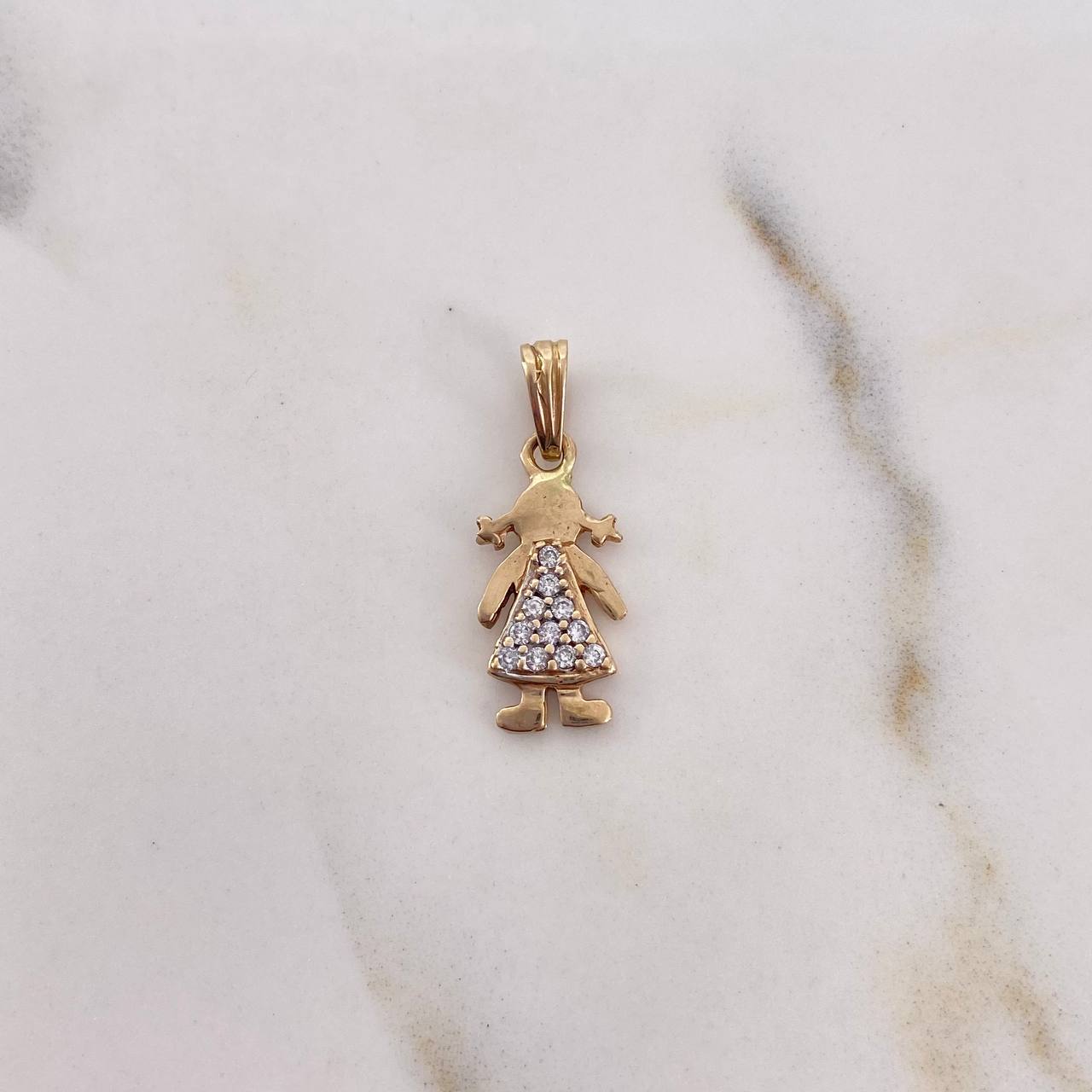 Pendant Girl 1.25gr / 2.1cm / White Zircons 18K Yellow Gold #