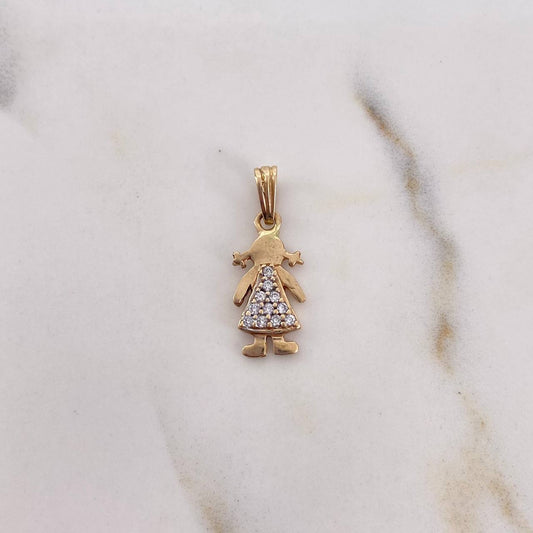 Pendant Girl 1.25gr / 2.1cm / White Zircons 18K Yellow Gold #