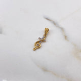 Pendant Musical Note Cross 1.05gr / 0.9in / White Zircons Two Tone Yellow White 18K &