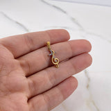 Pendant Musical Note Cross 1.05gr / 0.9in / White Zircons Two Tone Yellow White 18K &