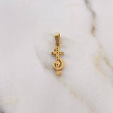 Pendant Musical Note Cross 1.05gr / 0.9in / White Zircons Two Tone Yellow White 18K &