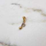 Dije Nota Musical 0.75gr / 1.7cm / Circones Blancos Dos Oros Amarillo Blanco 18K #