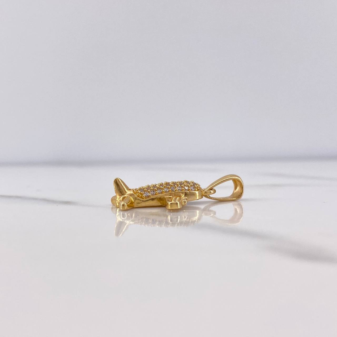 Pendant Airplane 2.75gr / 2.5cm / White Zircons 18K Yellow Gold &