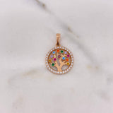 Dije Arbol De la Vida 1.9gr / 2.3cm / Circones Colores Oro Rosa 18K #