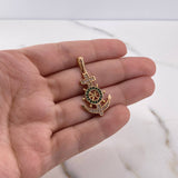 Pendant Anchor Rudder 2.65gr / 3.5cm / White Green Zircons 18K Rose Gold #