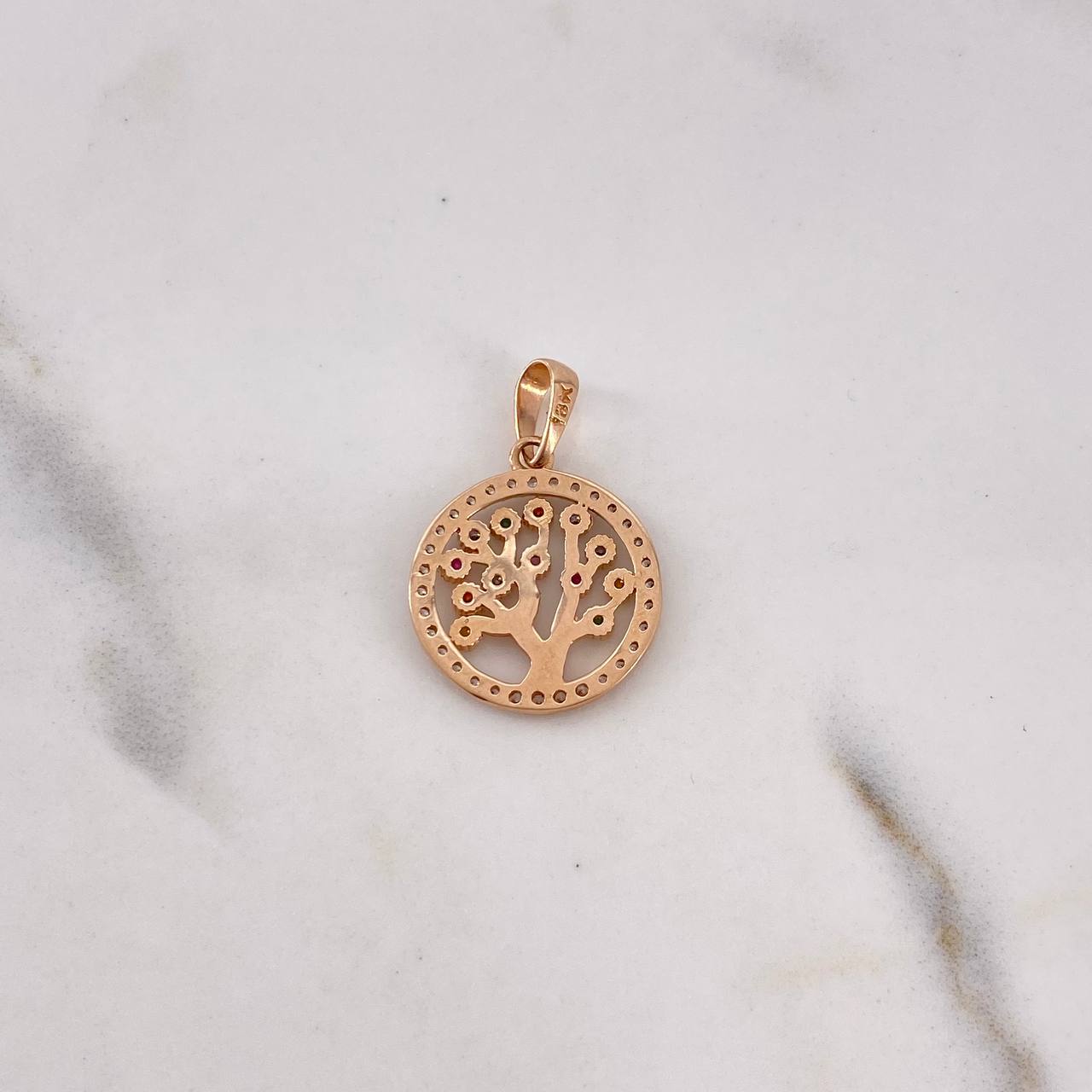Dije Arbol De la Vida 1.9gr / 2.3cm / Circones Colores Oro Rosa 18K #