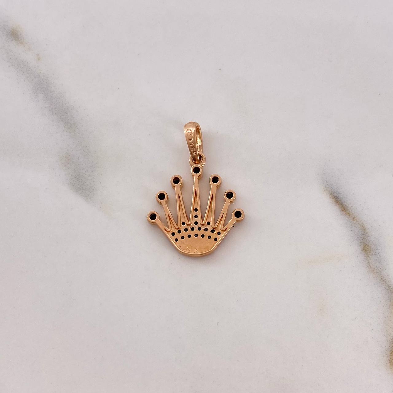 Pendant Corona Queen 2.1gr / 2.4cm / Black Zircons 18K Rose Gold $