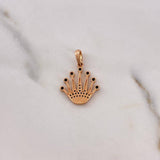 Pendant Corona Queen 2.1gr / 2.4cm / Black Zircons 18K Rose Gold $
