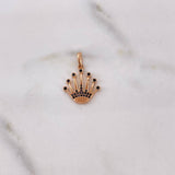 Pendant Corona Queen 2.1gr / 2.4cm / Black Zircons 18K Rose Gold $