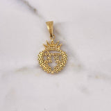 Pendant Faith Corona 4.9gr / 3.4cm / White and Green Zircons Two-tone 18K Yellow and White Gold #