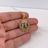Pendant Faith Corona 4.9gr / 3.4cm / White and Green Zircons Two-tone 18K Yellow and White Gold #