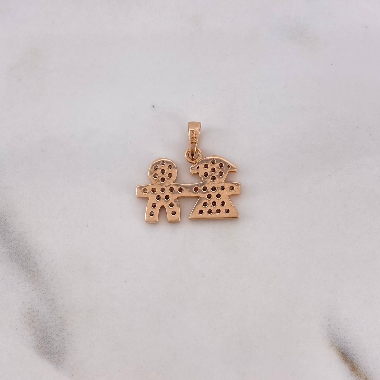 Dije Niño - Niña 1.6gr / 1.6cm / Circones Blancos Oro Rosa 18K #