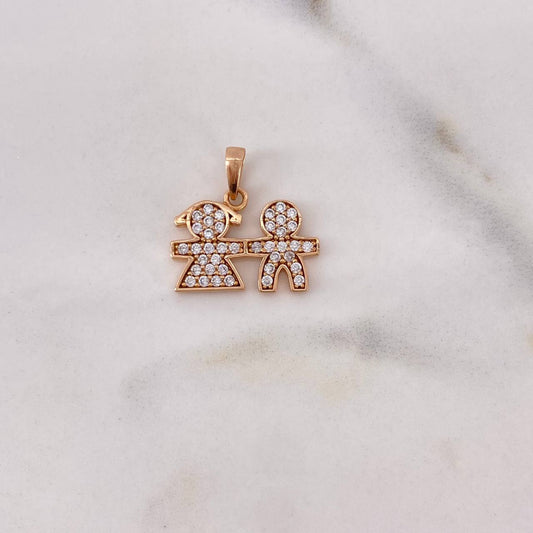 Dije Niño - Niña 1.6gr / 1.6cm / Circones Blancos Oro Rosa 18K #