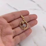 Pendant Mother 2.05gr / 3.2cm / Colored Zircons Two 18K Yellow White Gold #