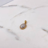 Dije Balon Basketball 2.2gr / 1.2cm / Circones Blancos Dos Oros Amarillo Blanco 18K #