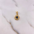 Pendant Halo Circle 1.85gr / 2cm / Blue White Zircons 18K Yellow Gold #
