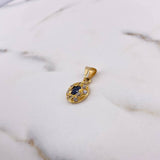 Pendant Halo Circle 1.85gr / 2cm / Blue White Zircons 18K Yellow Gold #