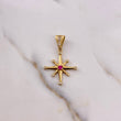 Pendant Cardinal Star 1.5gr / 3cm / Fuchsia White Zircons 18K Yellow Gold #