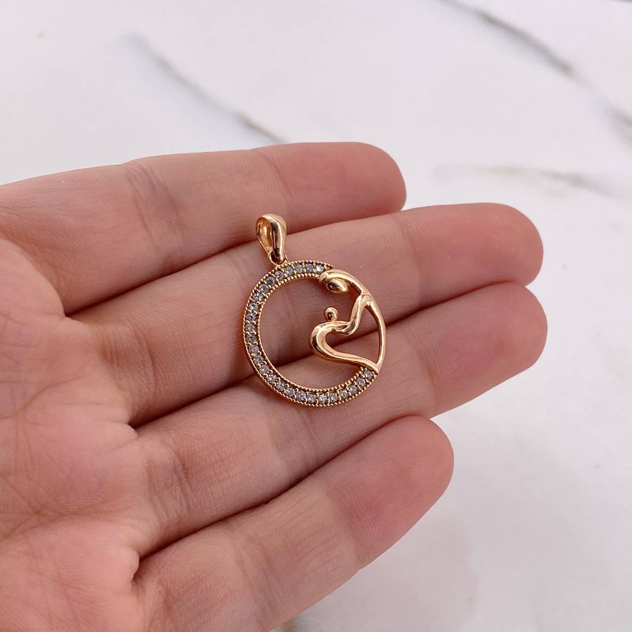 Pendant Love Circle 2gr / 2.6cm / White Zircons 18K Rose Gold #