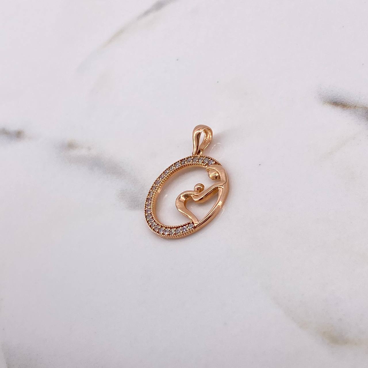 Pendant Love Circle 2gr / 2.6cm / White Zircons 18K Rose Gold #