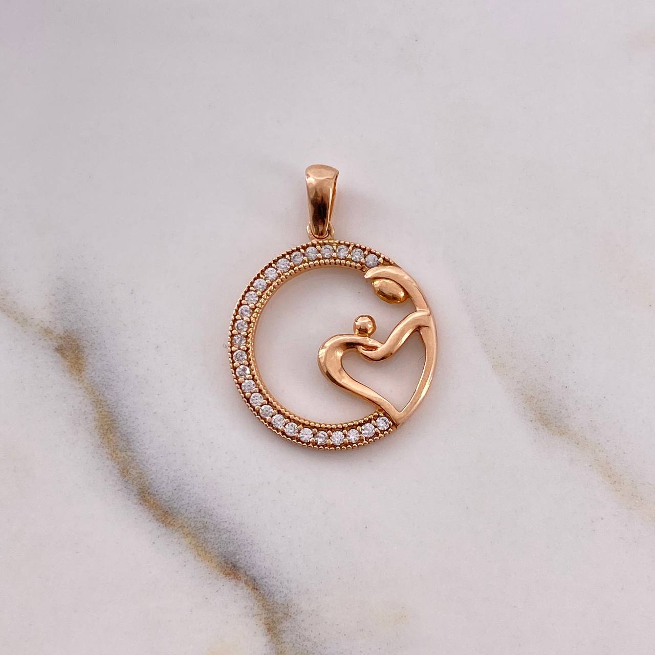 Pendant Love Circle 2gr / 2.6cm / White Zircons 18K Rose Gold #