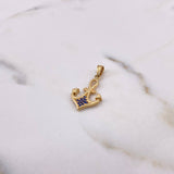 Dije Ancla 1.7gr / 2.6cm / Circones Azules Oro Amarillo 18K #