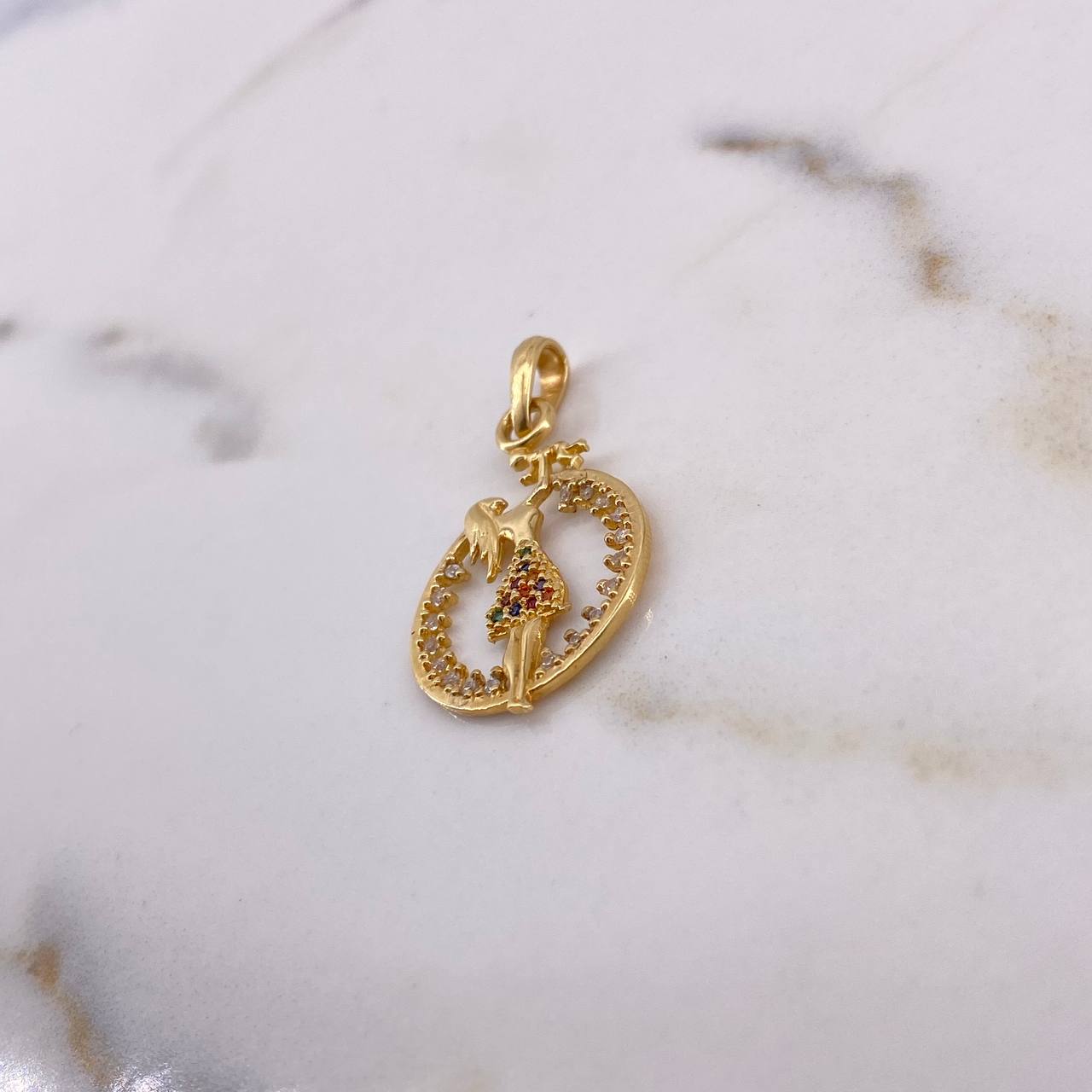 Pendant Mother 2gr / 3.2cm / Zirconia Colors 18K Yellow Gold #