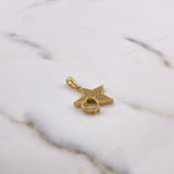 Pendant Star Heart 2.15gr / 2.3cm / White Zircons 18K Yellow Gold #