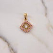 Pendant Rhombus 2.95gr / 2.5cm / Pink Zircons White Yellow Gold 18K #