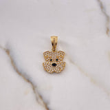 Pendant Dog 3.1gr / 2.5cm / Black and White Zircons 18K Yellow Gold &