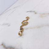 Pendant Snake 1.9gr / 3.9cm / Black Fuchsia White Zircons 18K Yellow Gold &