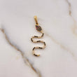 Pendant Snake 1.9gr / 3.9cm / Black Fuchsia White Zircons 18K Yellow Gold &