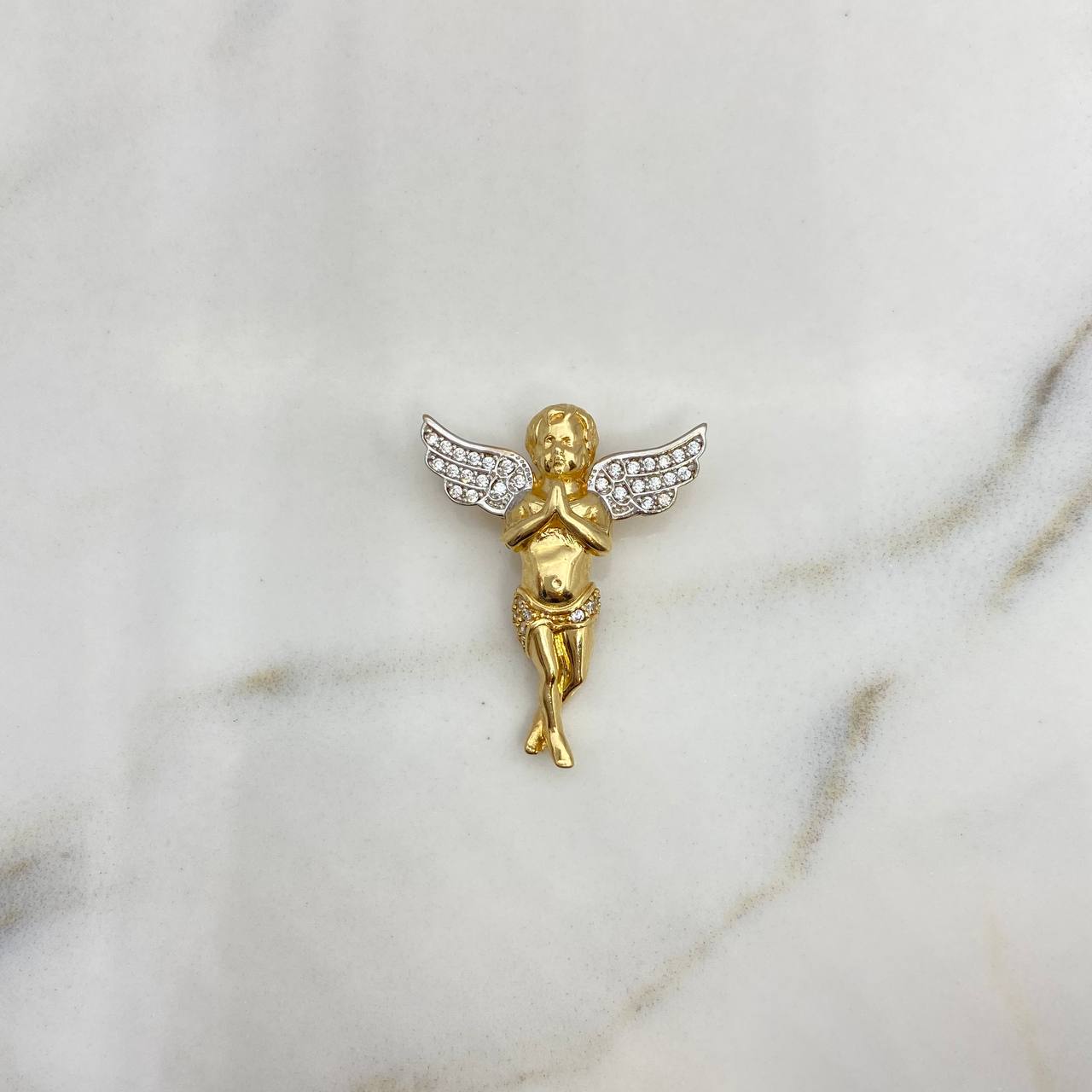 Pendant Angel 4.5gr / 2.8cm / White Zirconia Two-tone 18K Yellow and White Gold &