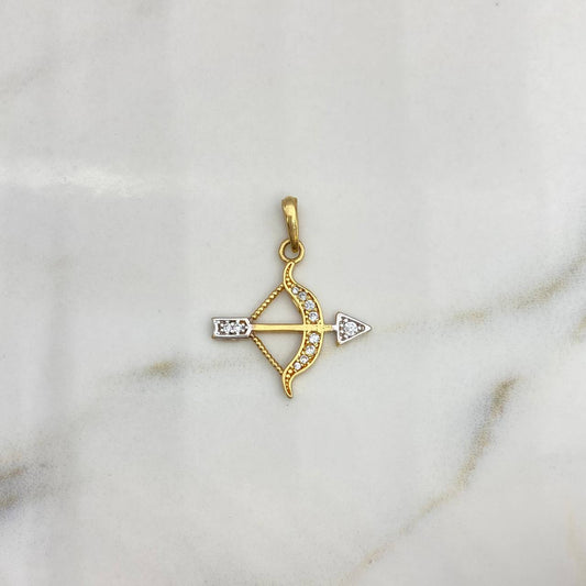 Pendant Arrow And Bow 1.95gr / 2.7cm / White Zircons 18K Yellow Gold #