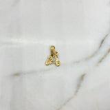 Pendant Moto 0.8gr / 1.3cm / White Zircons Two-tone Yellow and White 18K Gold &