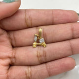 Pendant Moto 0.8gr / 1.3cm / White Zircons Two-tone Yellow and White 18K Gold &