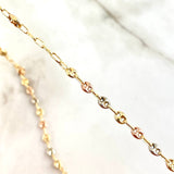 Rosario GC Virgen Milagrosa Cruz Tres Puntas 5.3gr / 50cm / 3mm-4mm Bolas Diamantadas Tres Oros 18K ©