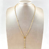 Rosario GC Virgen Milagrosa Cruz Tres Puntas 5.3gr / 50cm / 3mm-4mm Bolas Diamantadas Tres Oros 18K ©