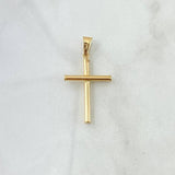 Dije Cruz Bastón 1.35gr / 3.9cm / Lisa Cargador Bordeado Oro Amarillo 18K *