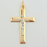 Dije Cruz Cristo 3gr / 2 in / Dos Oros Amarillo Blanco +4 18K ©