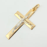 Dije Cruz Cristo 3gr / 2 in / Dos Oros Amarillo Blanco +4 18K ©