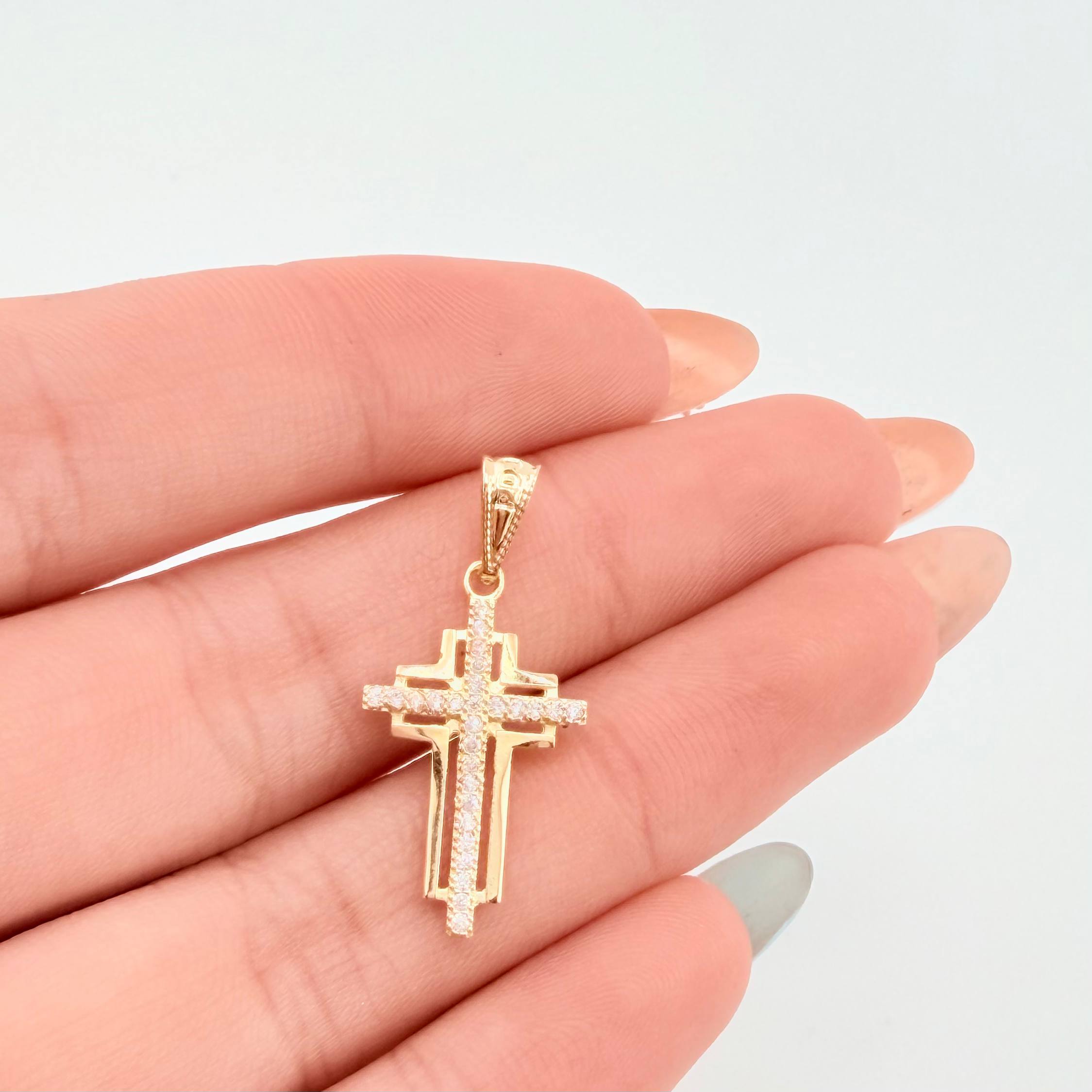 Dije Cruz Latina Superpuesta 1gr / 3/4 in / Oro Amarillo 18K ©