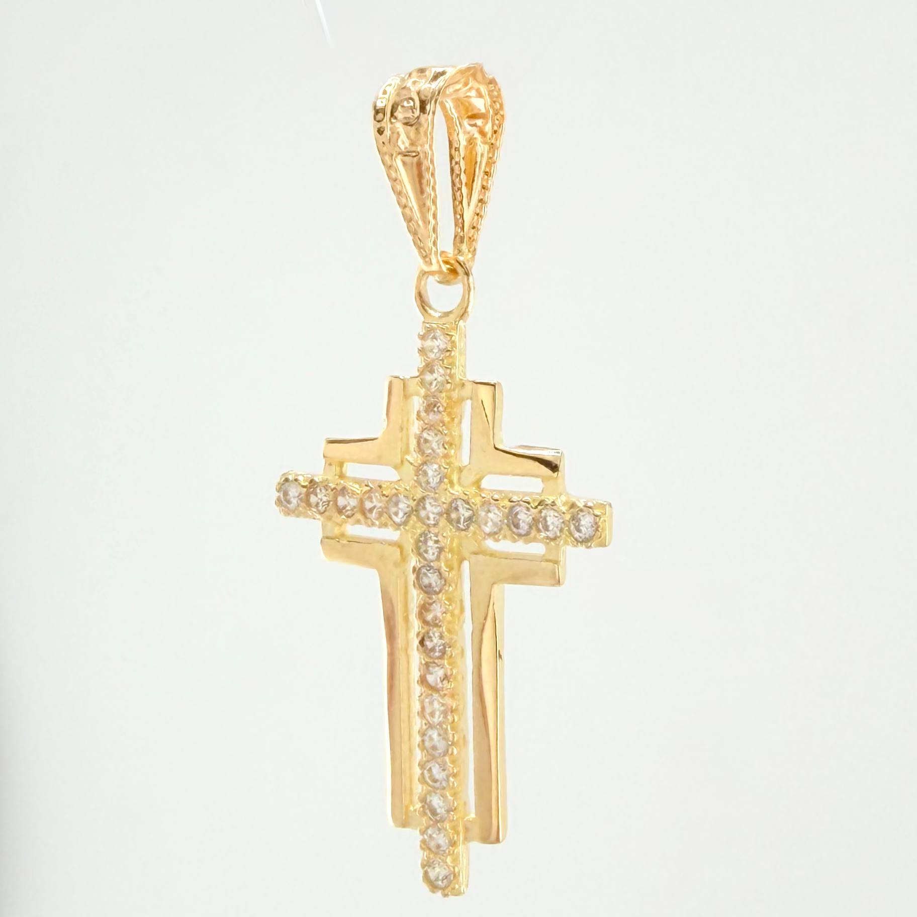 Dije Cruz Latina Superpuesta 1gr / 3/4 in / Oro Amarillo 18K ©