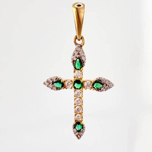 Dije Cruz 1.95gr / 1 1/4 in / Dos Oros Amarillo Blanco 18K ©