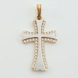 Dije Cruz Abultada 1.6gr / 1 in / Dos Oros Amarillo Blanco 18K ©