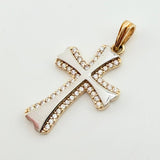 Dije Cruz Abultada 1.6gr / 1 in / Dos Oros Amarillo Blanco 18K ©